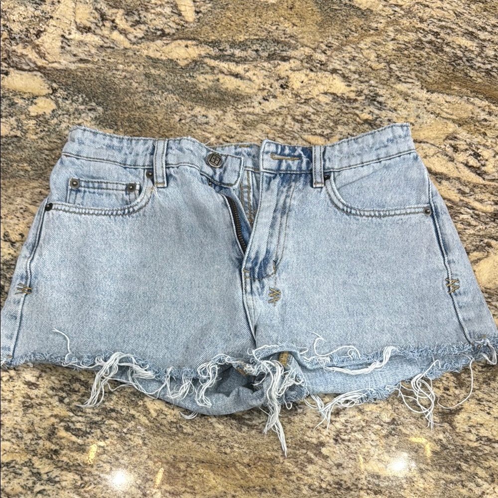 Ksubi Light Blue Denim Cut-Off Shorts